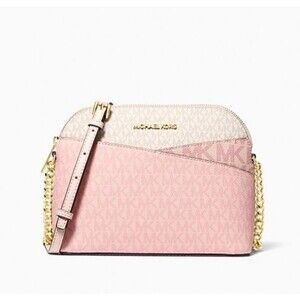 New Michael Kors Jet Set Travel Medium Dome Crossbody Powder Blush Multi